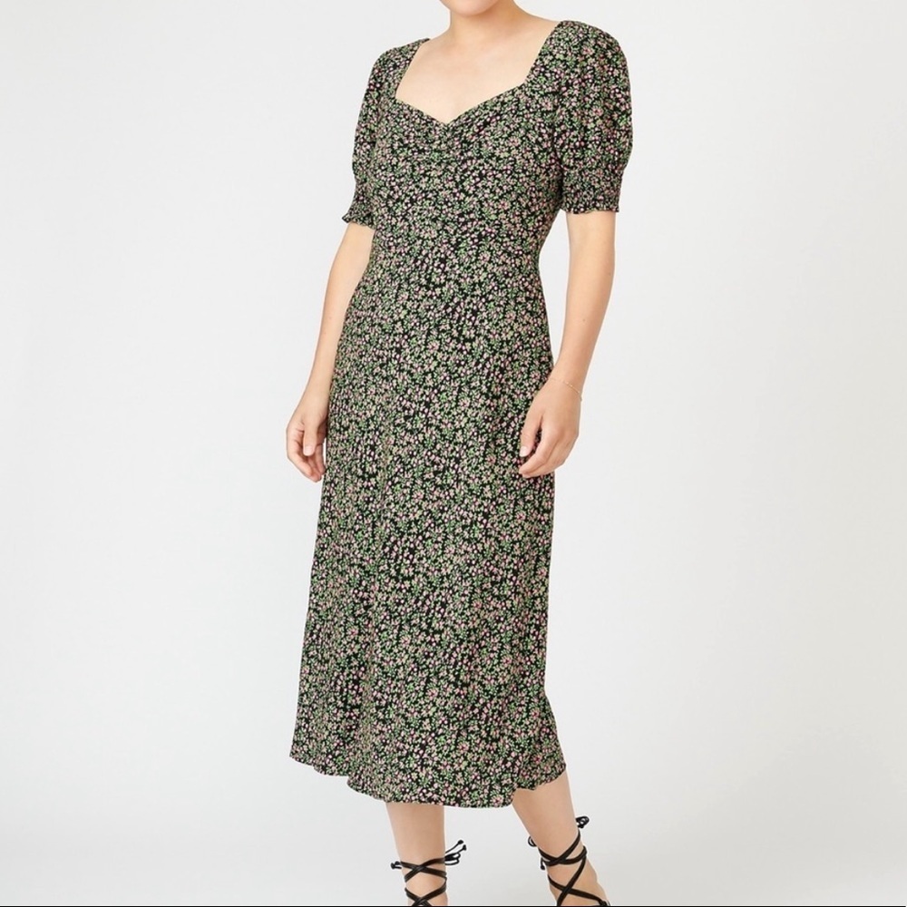 J. Crew Smocked Sleeve Floral Midi Dress